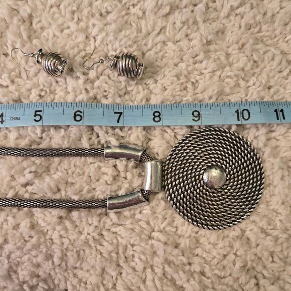 NWOT Silver Necklace + Earrings Chunky - Picture 3 of 8